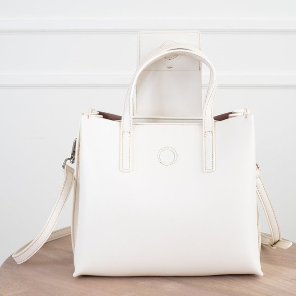 😍The Stella Genuine Leather Satchel Bag - Chalk - Picture 7 of 11